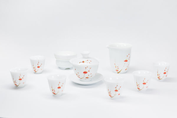 10-piece bright red plum tea set (Zhuyunjian)
