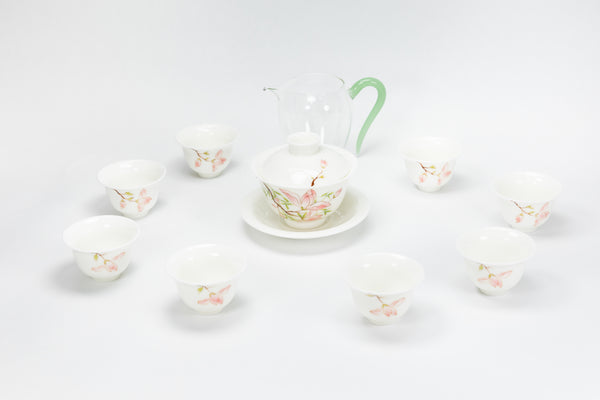 10-piece bright peach blossom tea set (Zhuyunjian) 