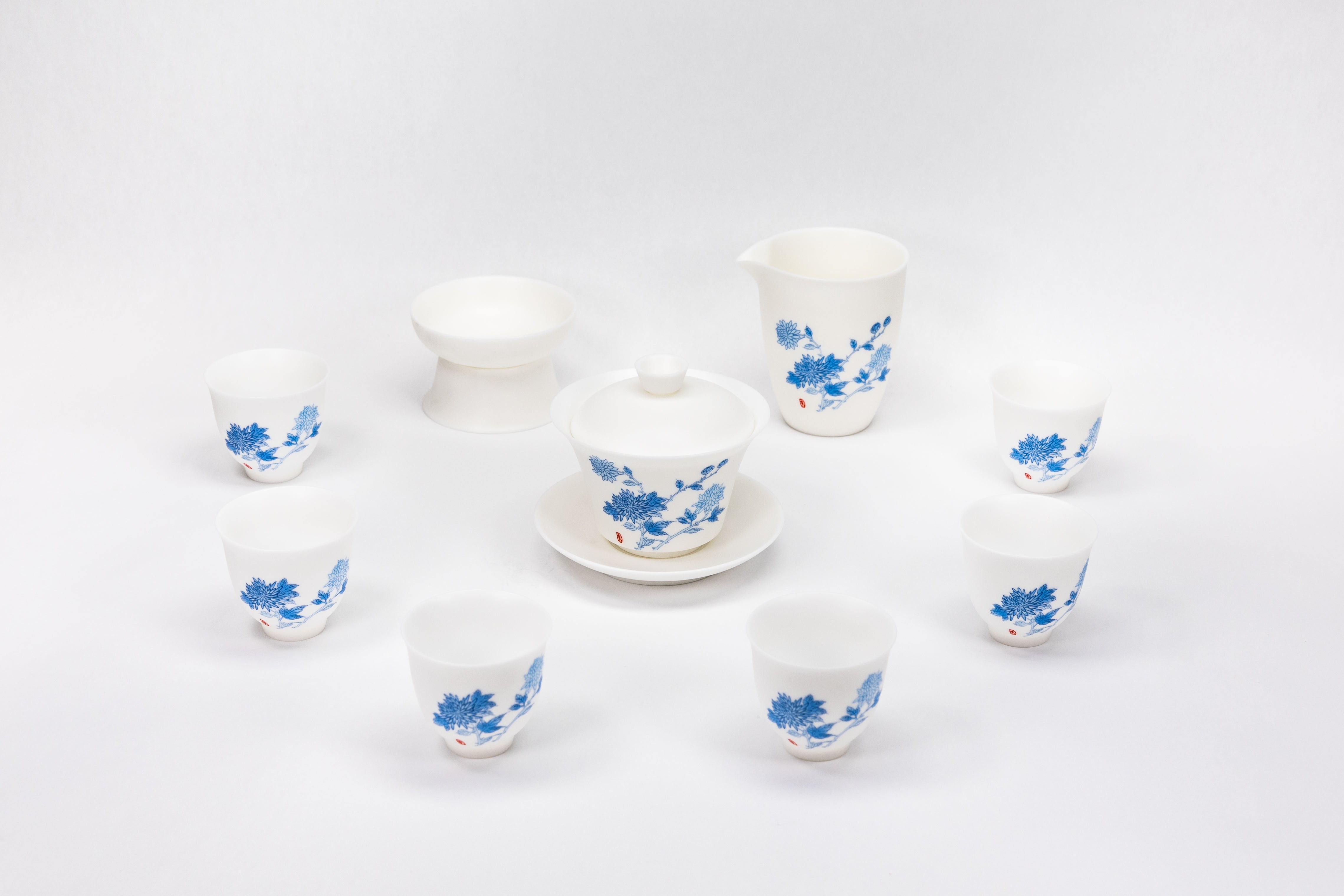 10头菊花素烧茶具套组（逐云涧）