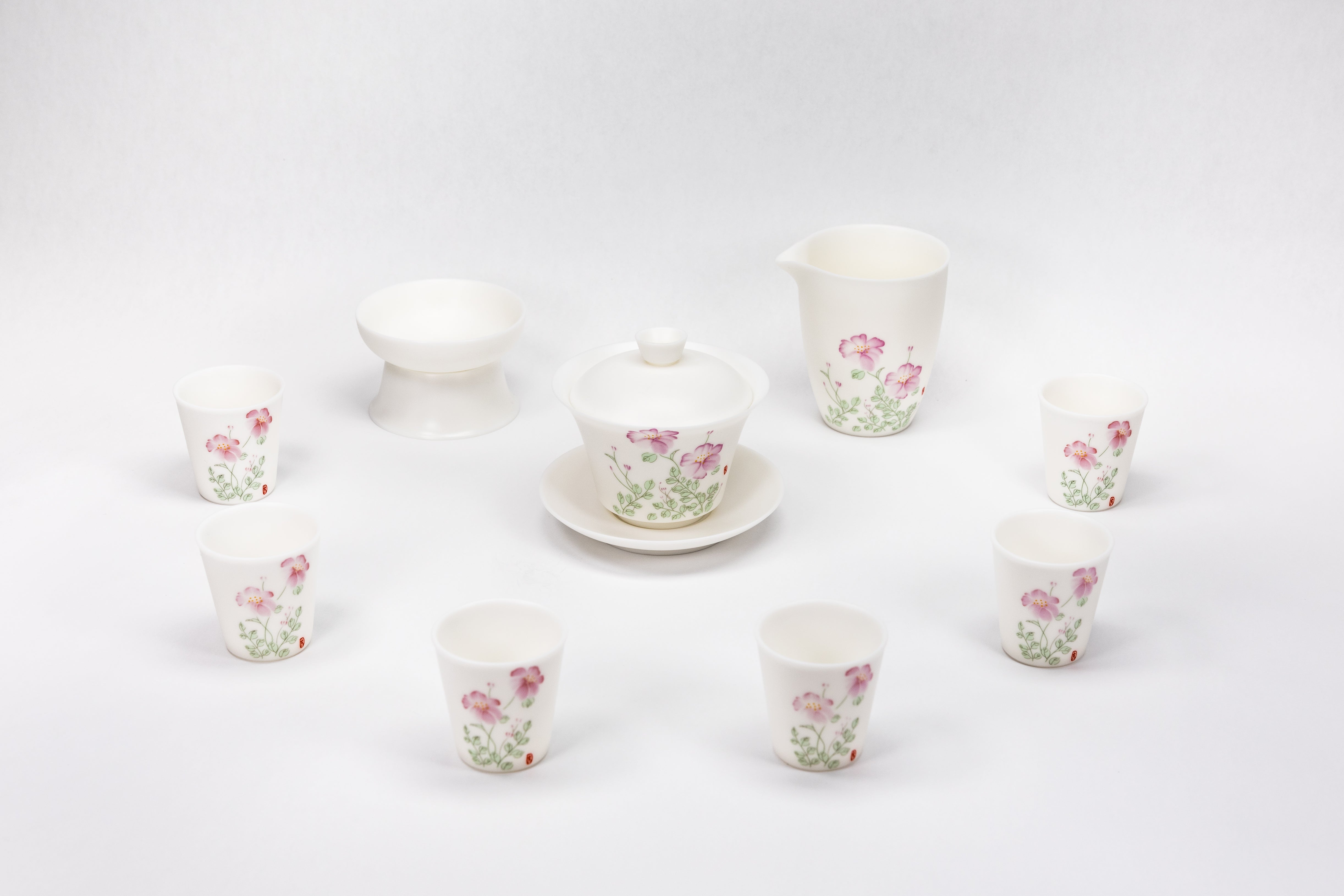 10头素烧春暖花开茶具套组（逐云涧）