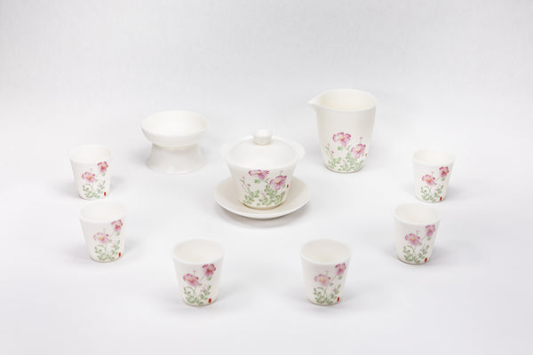 10-piece unglazed spring flowers tea set (Zhuyunjian) 
