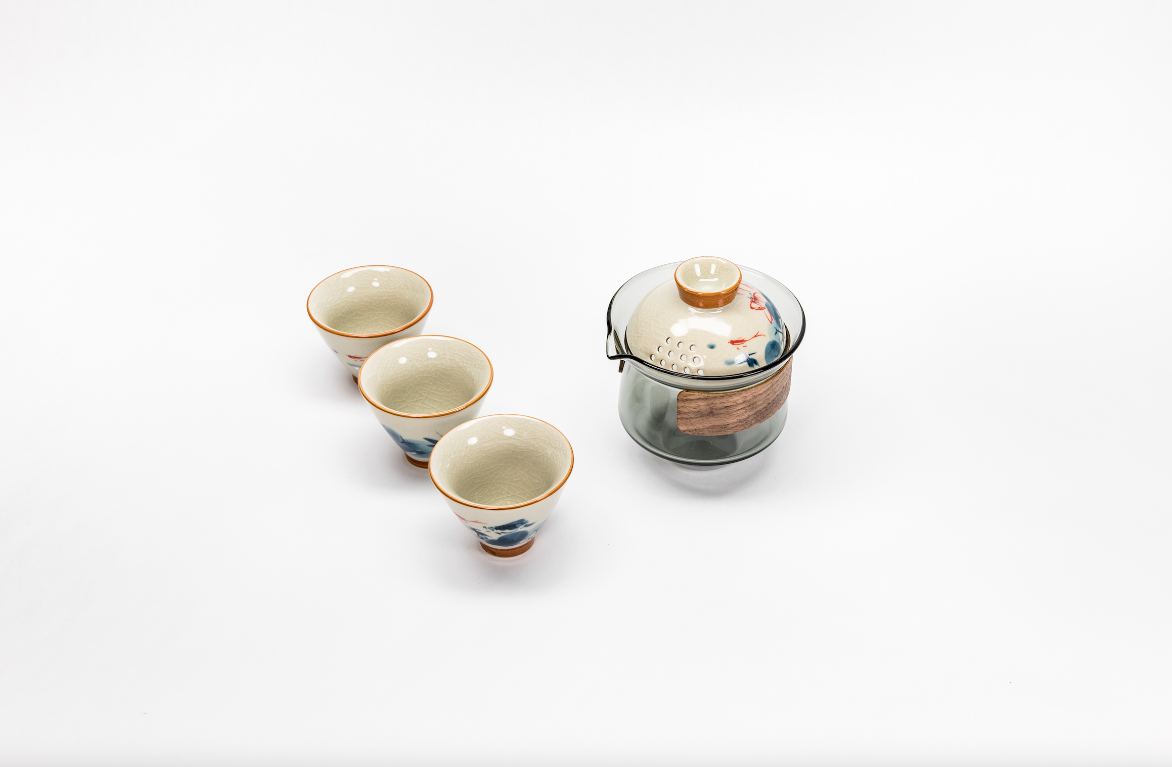 老陶荷花玻璃旅行茶具套组