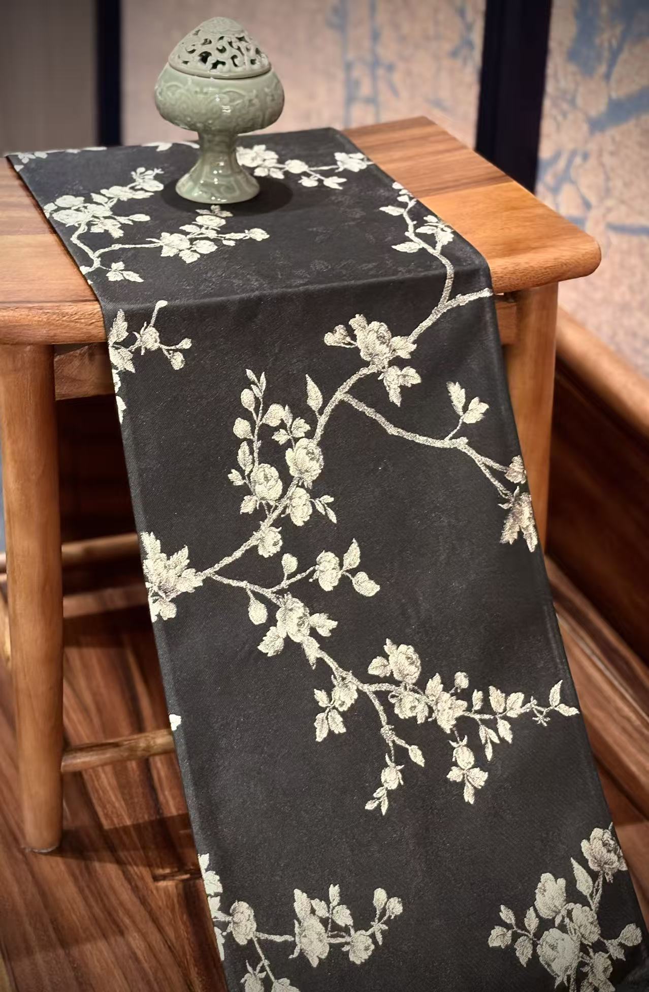 Ink Bamboo and Plum Brocade Double-Layer Tea Runner