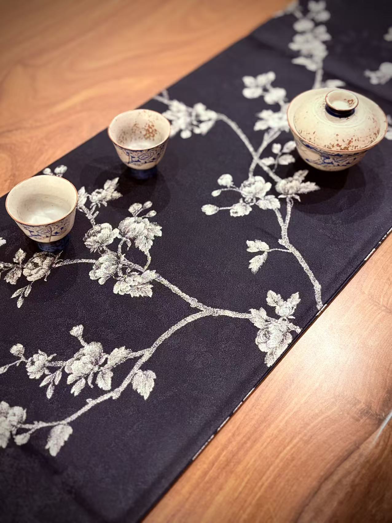 Ink Bamboo and Plum Brocade Double-Layer Tea Runner
