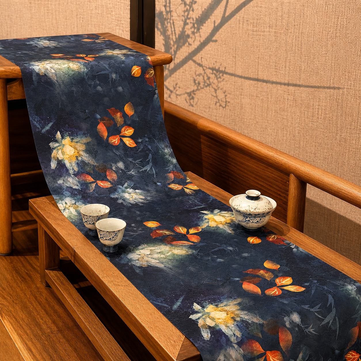 Yelan Flower Shadow Waterproof Tea Runner