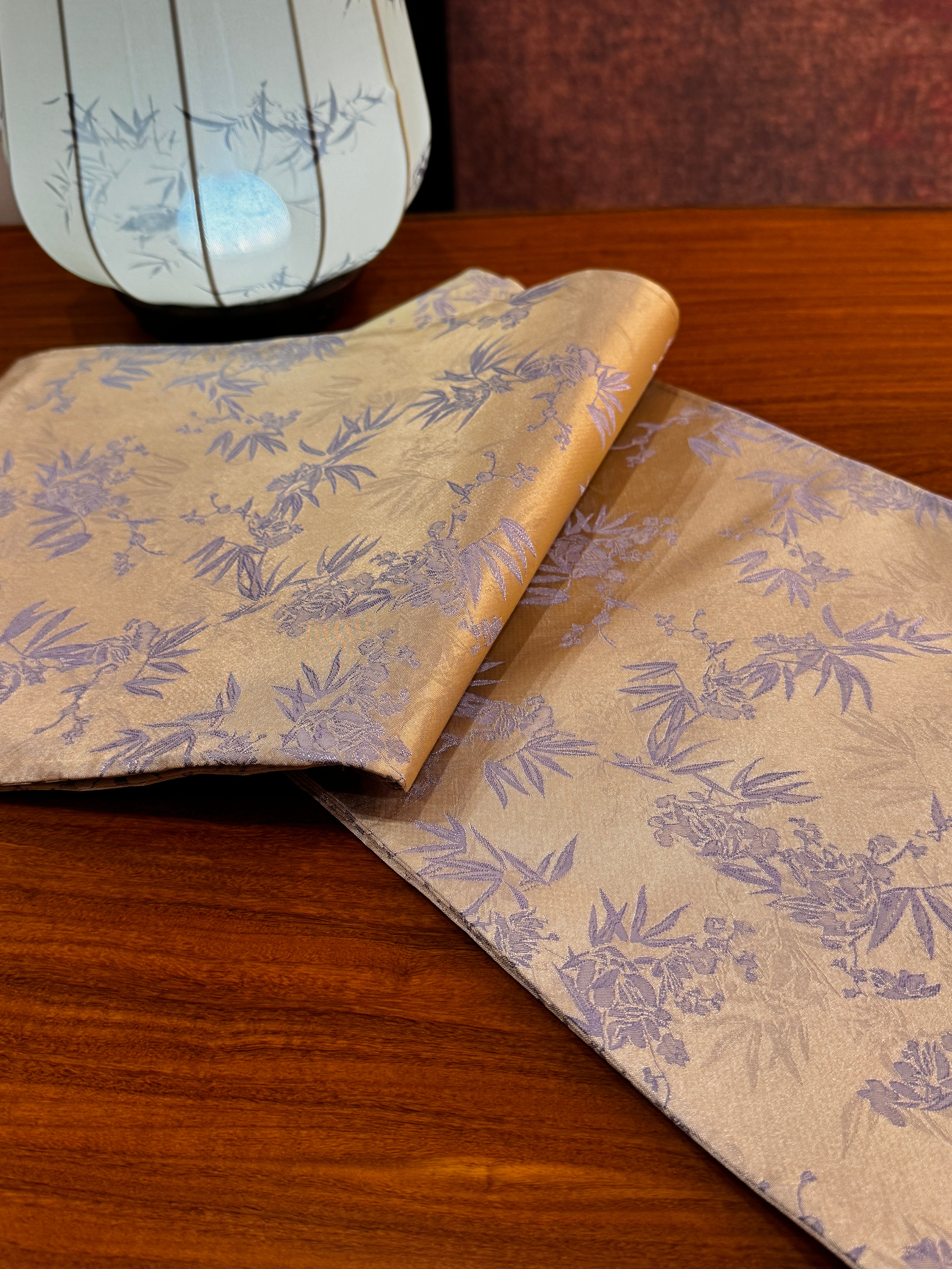 紫韵竹影织锦茶旗