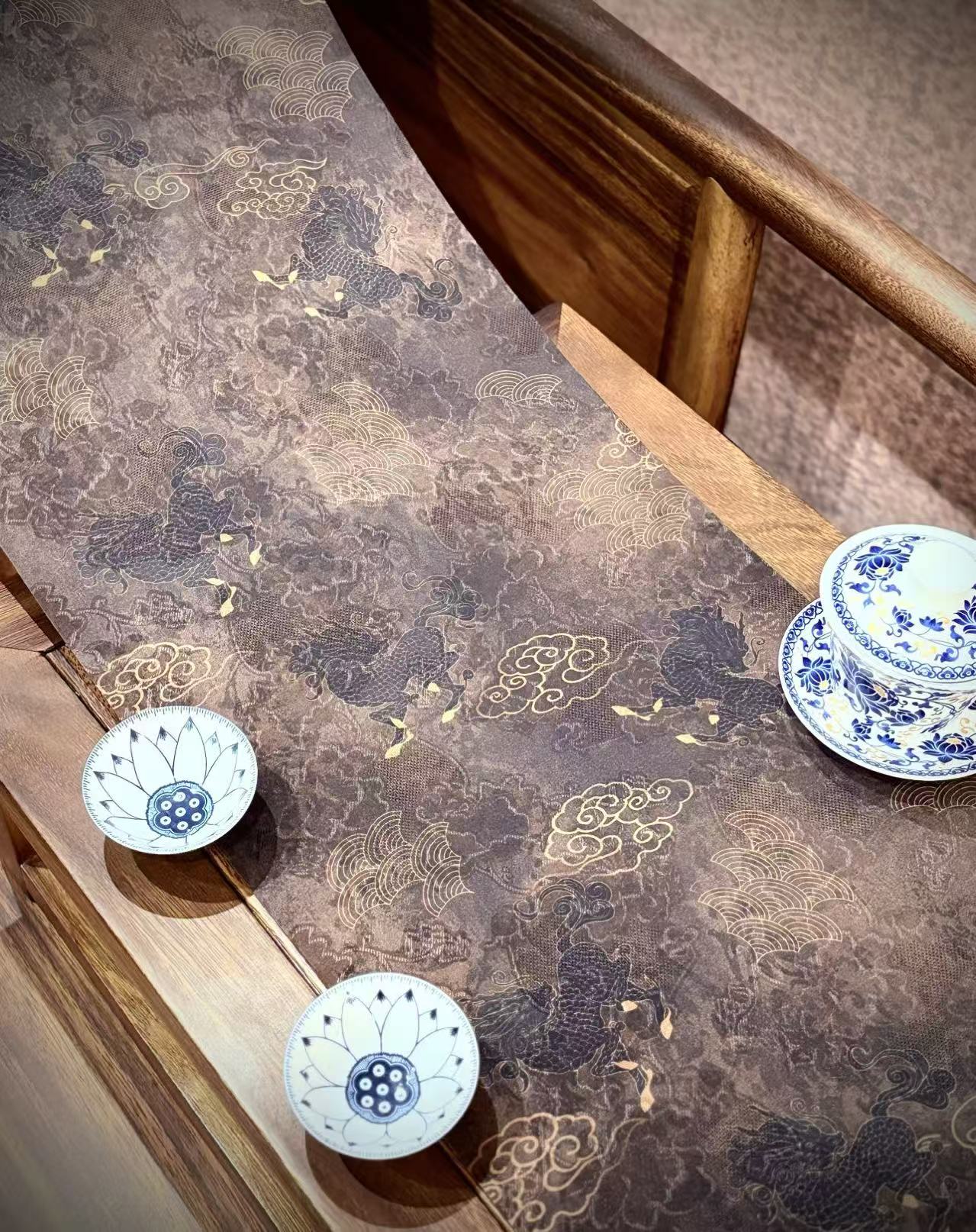 Cloud-Rising Dragon-Soaring Brocade Tea Flag