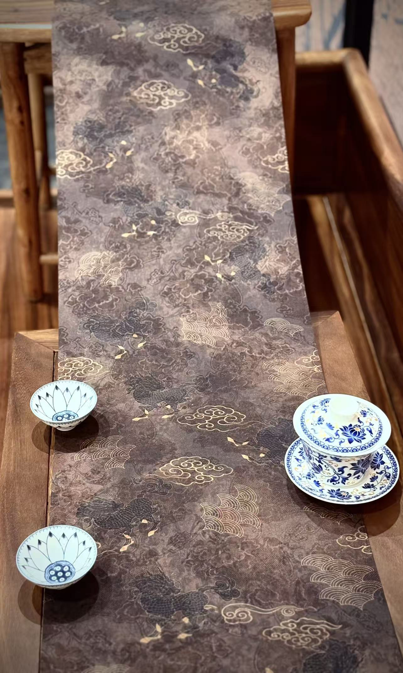 Cloud-Rising Dragon-Soaring Brocade Tea Flag