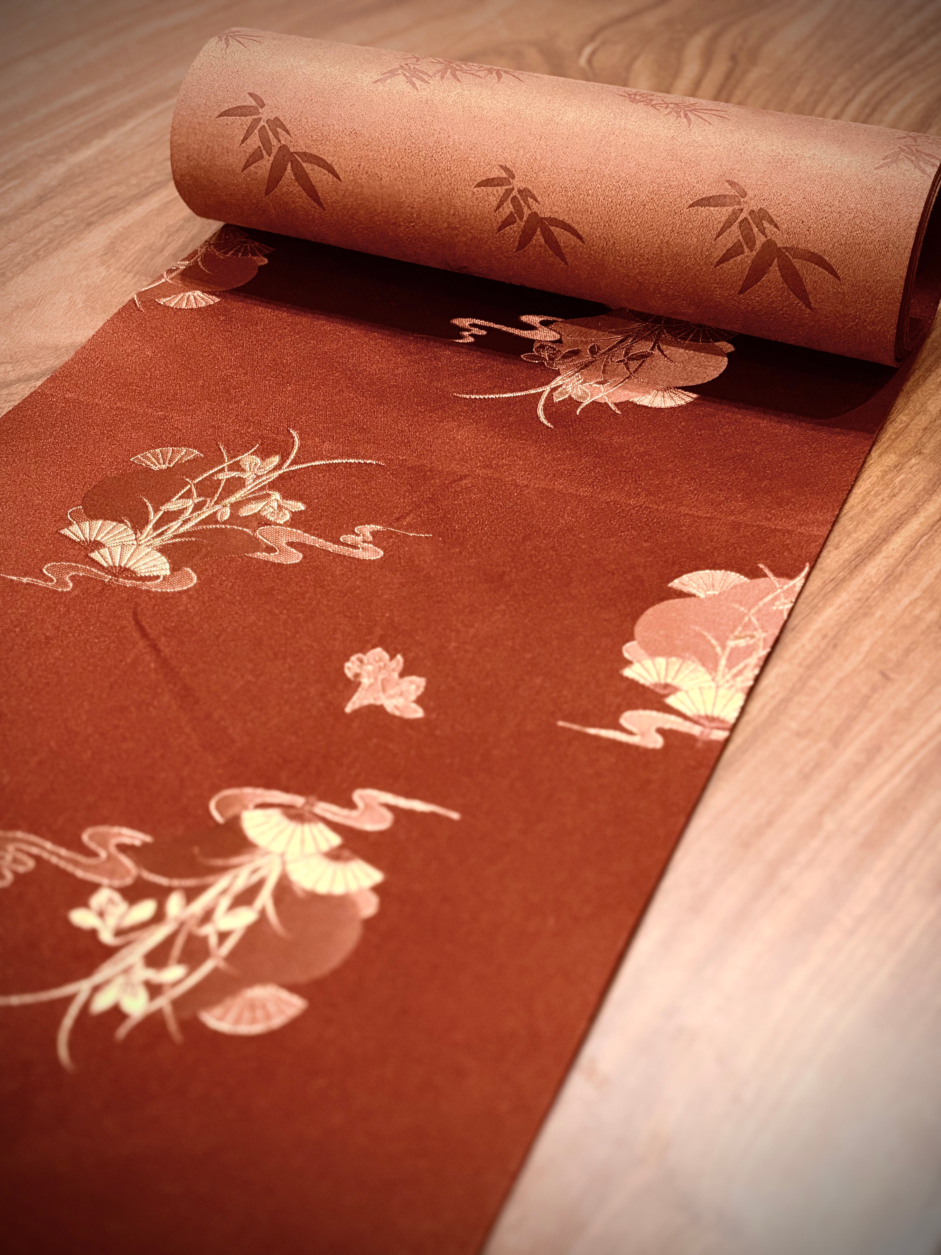 Youlan Red Waterproof Brocade Velvet Tea Flag