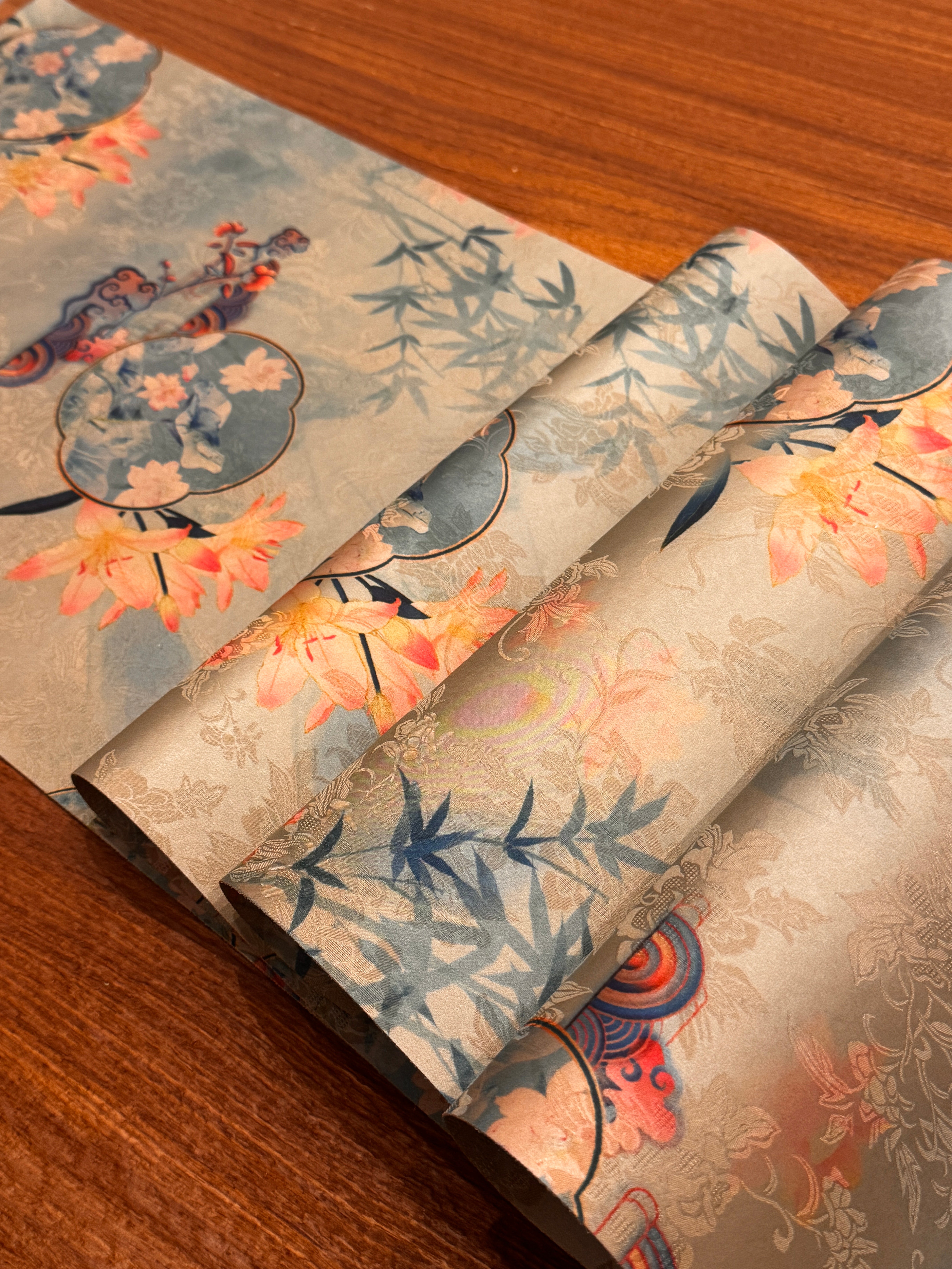 Bamboo Shadow Floral Window Waterproof Brocade Tea Mat