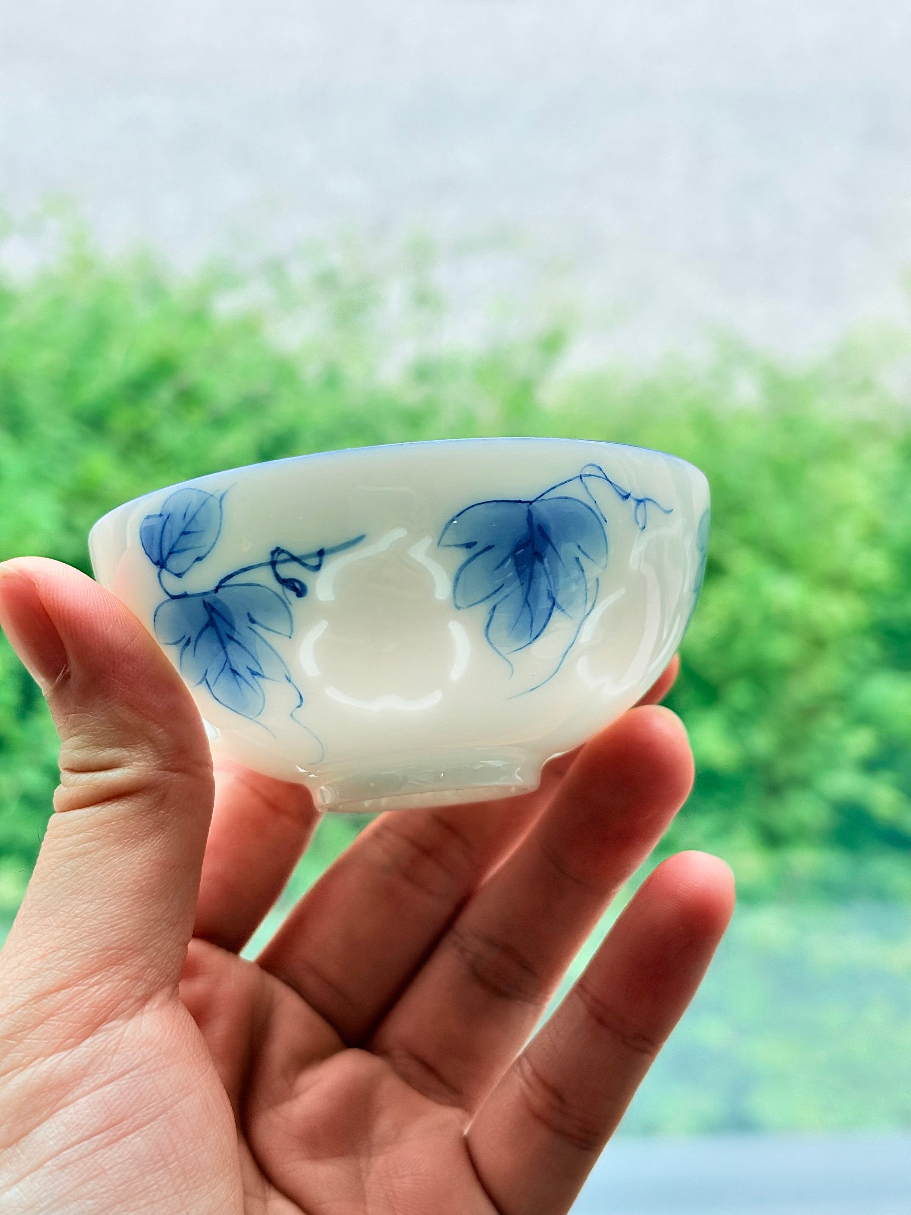 手绘葫芦玲珑瓷旅行茶壶套装