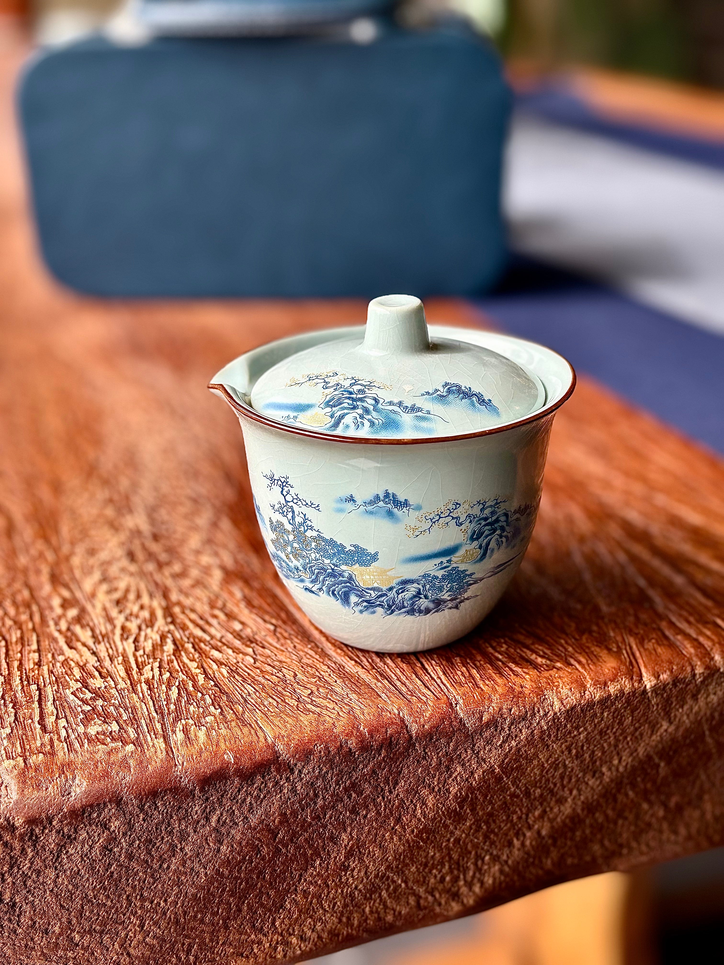 Ru Kiln Blue Landscape Travel Tea Set