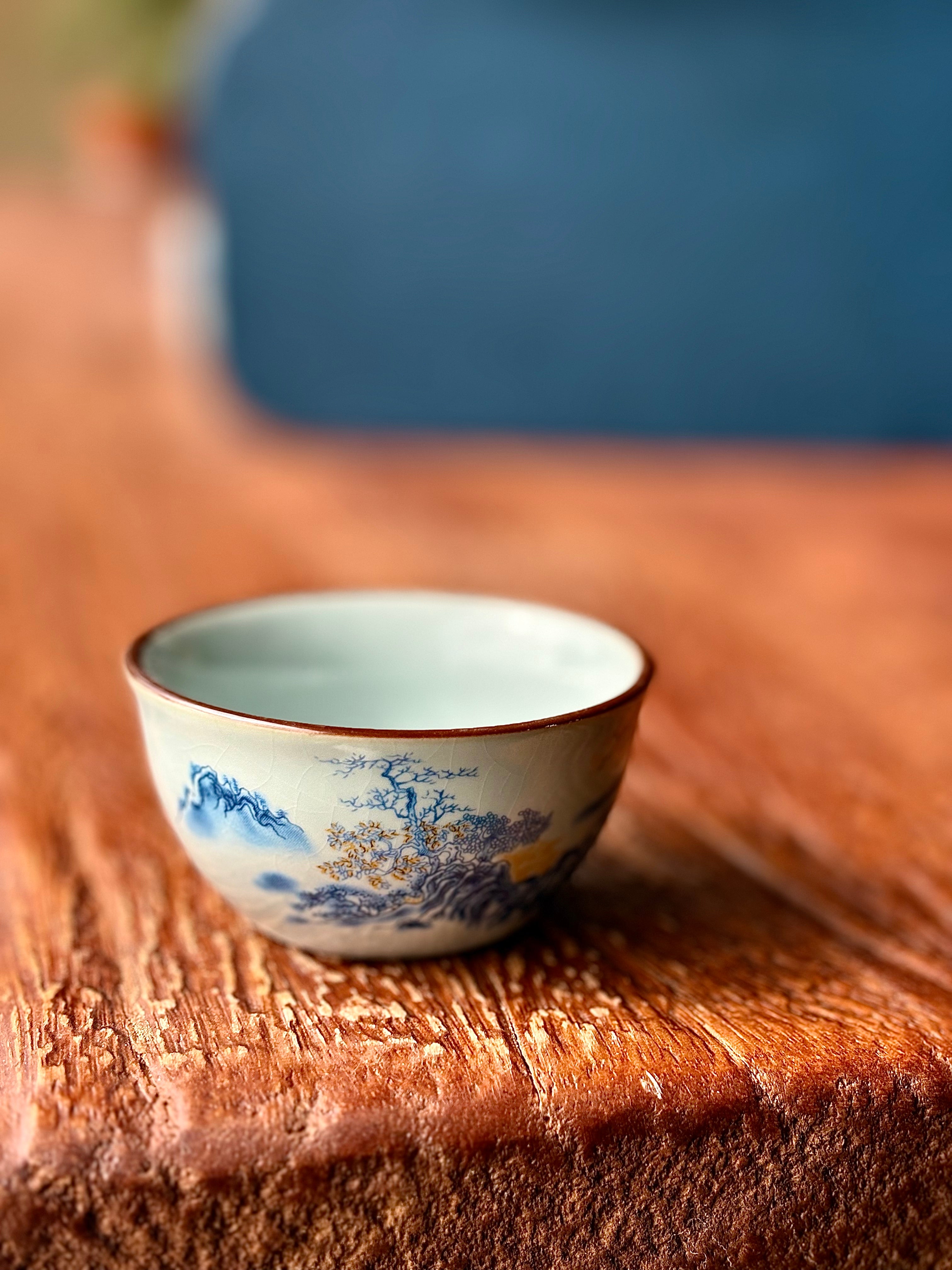 Ru Kiln Blue Landscape Travel Tea Set