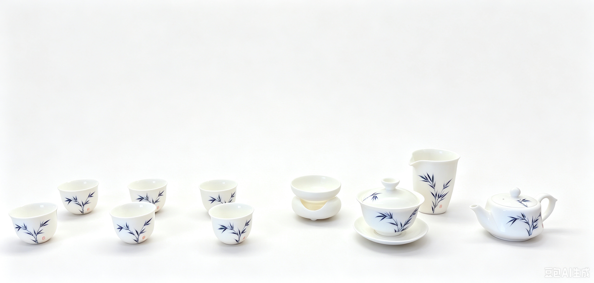 Unglazed "Mutton Fat Jade" Green Bamboo Set