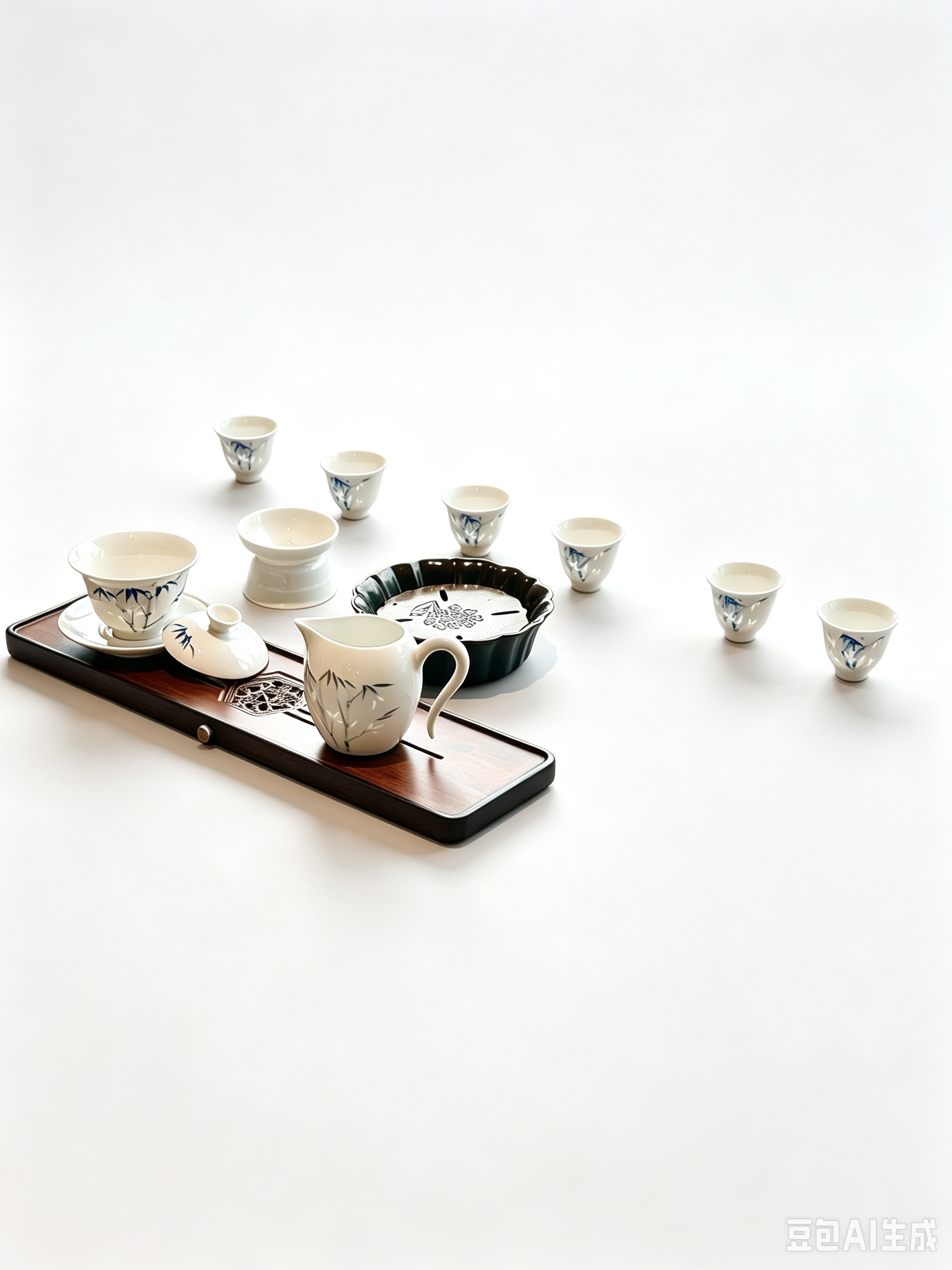 Exquisite Porcelain Bamboo Large Dinnerware Set