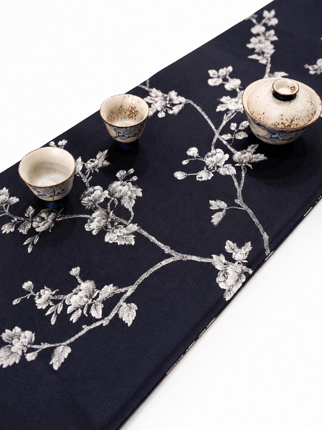 Ink Bamboo and Plum Brocade Double-Layer Tea Runner