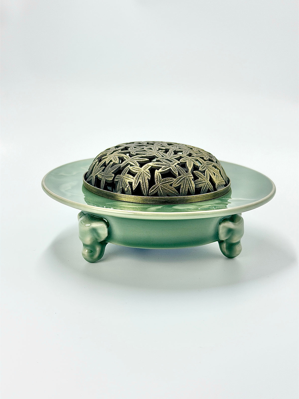Longquan Celadon Tripod Incense Burner with Lotus Pattern
