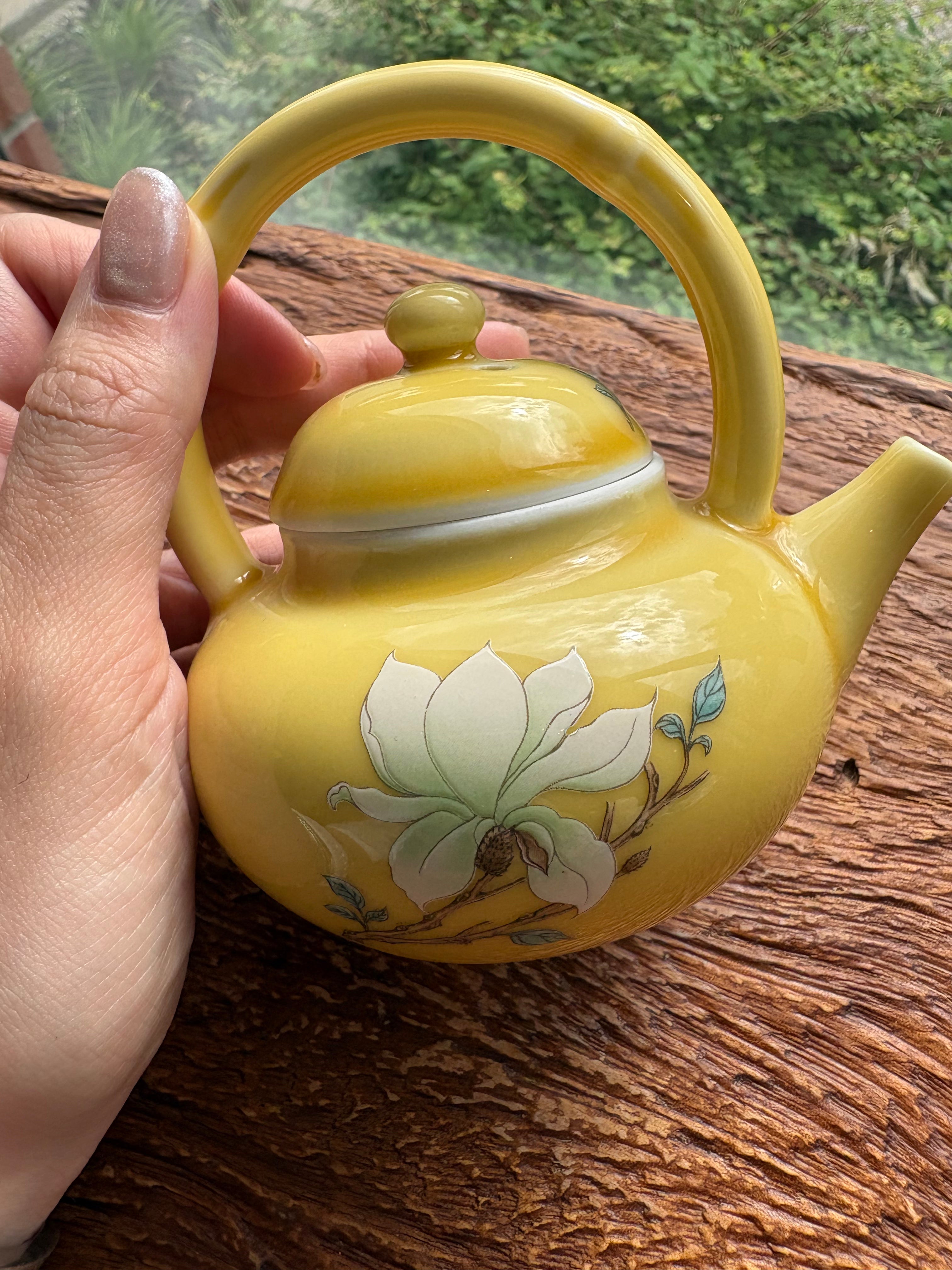6头玉兰提梁壶茶具套装