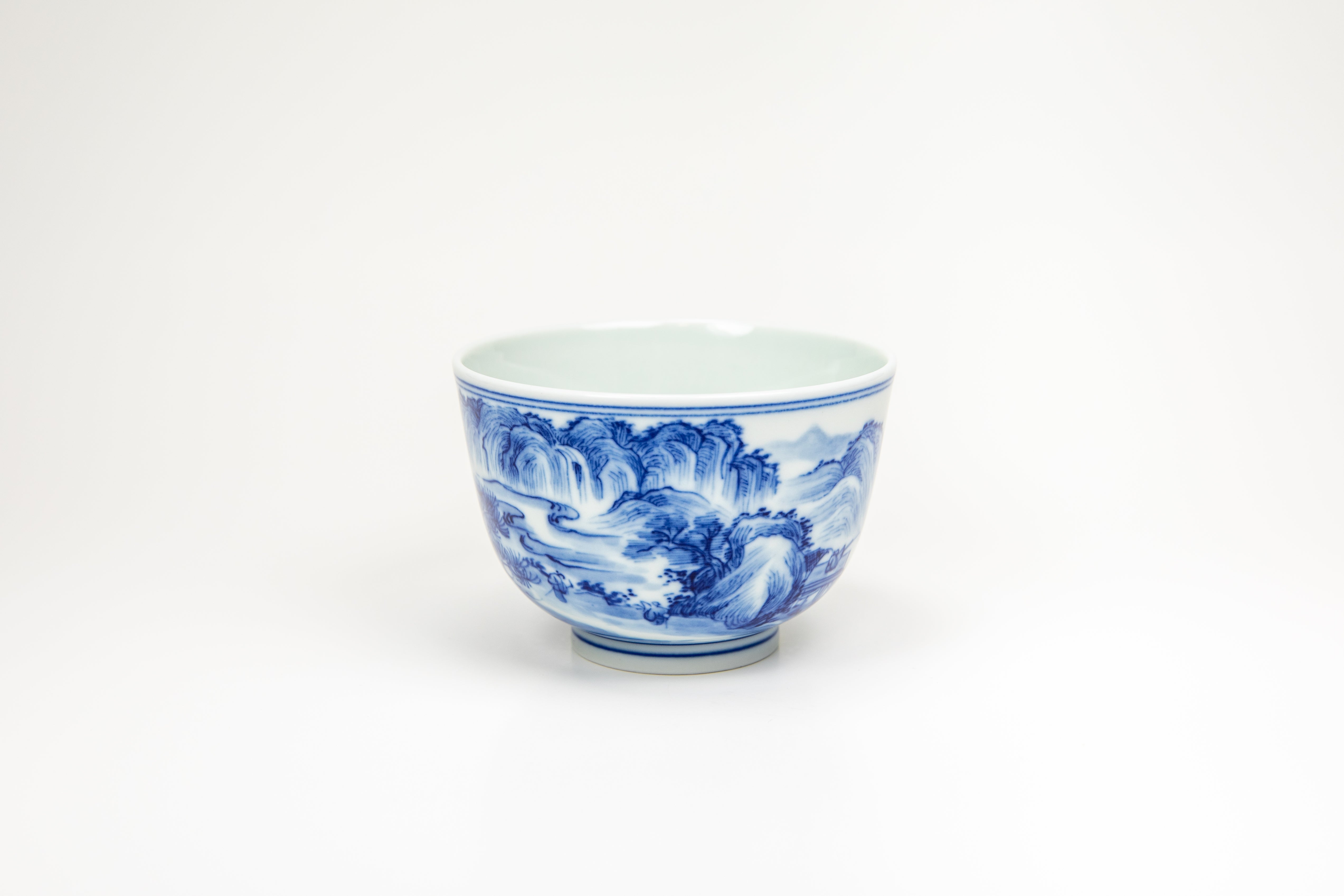 仿古泥青花山水直口杯（逐云涧）