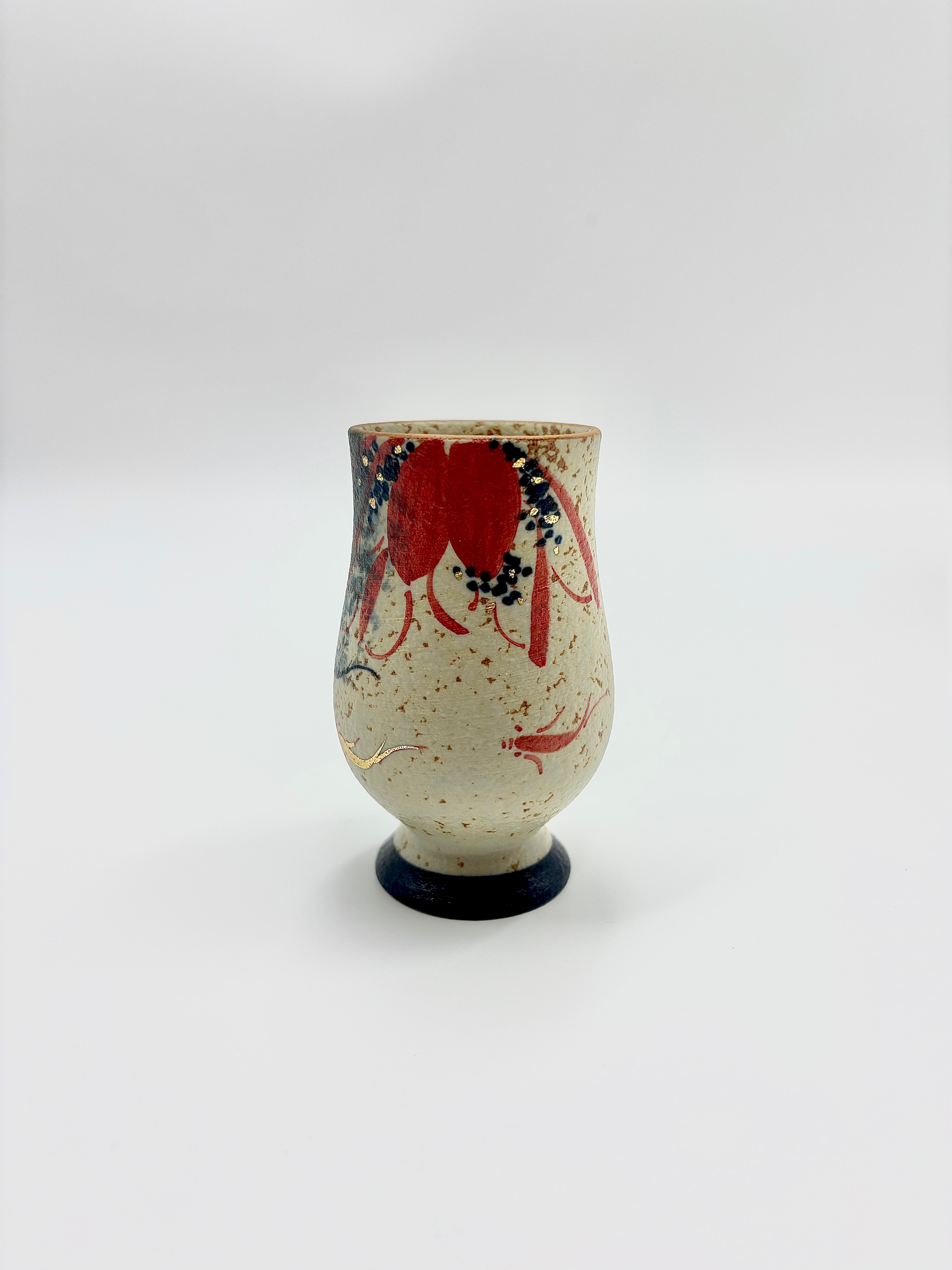 Blue and white flint and gold-painted lotus fragrance cup