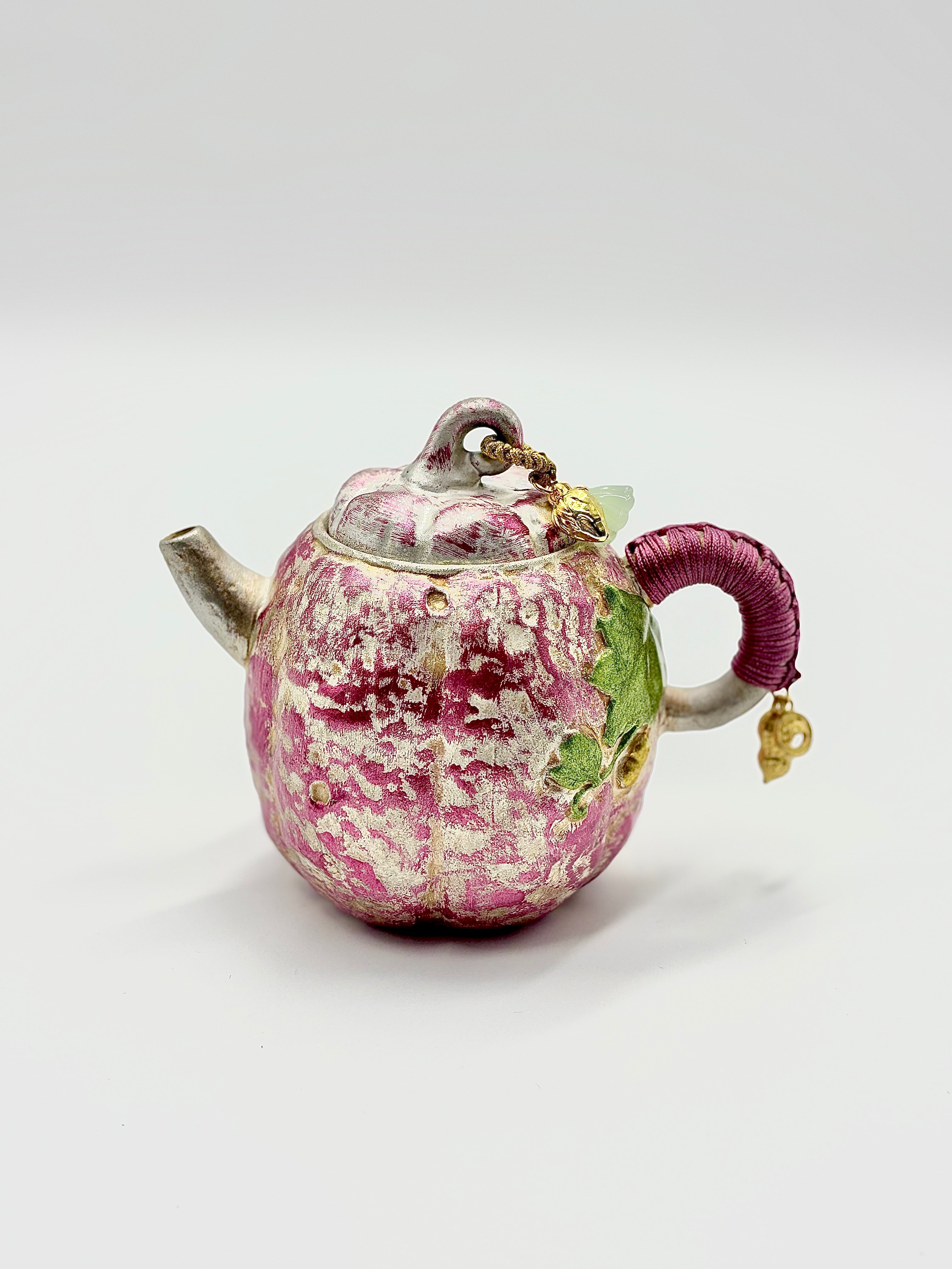 Pumpkin-shaped silver teapot (two colors available)