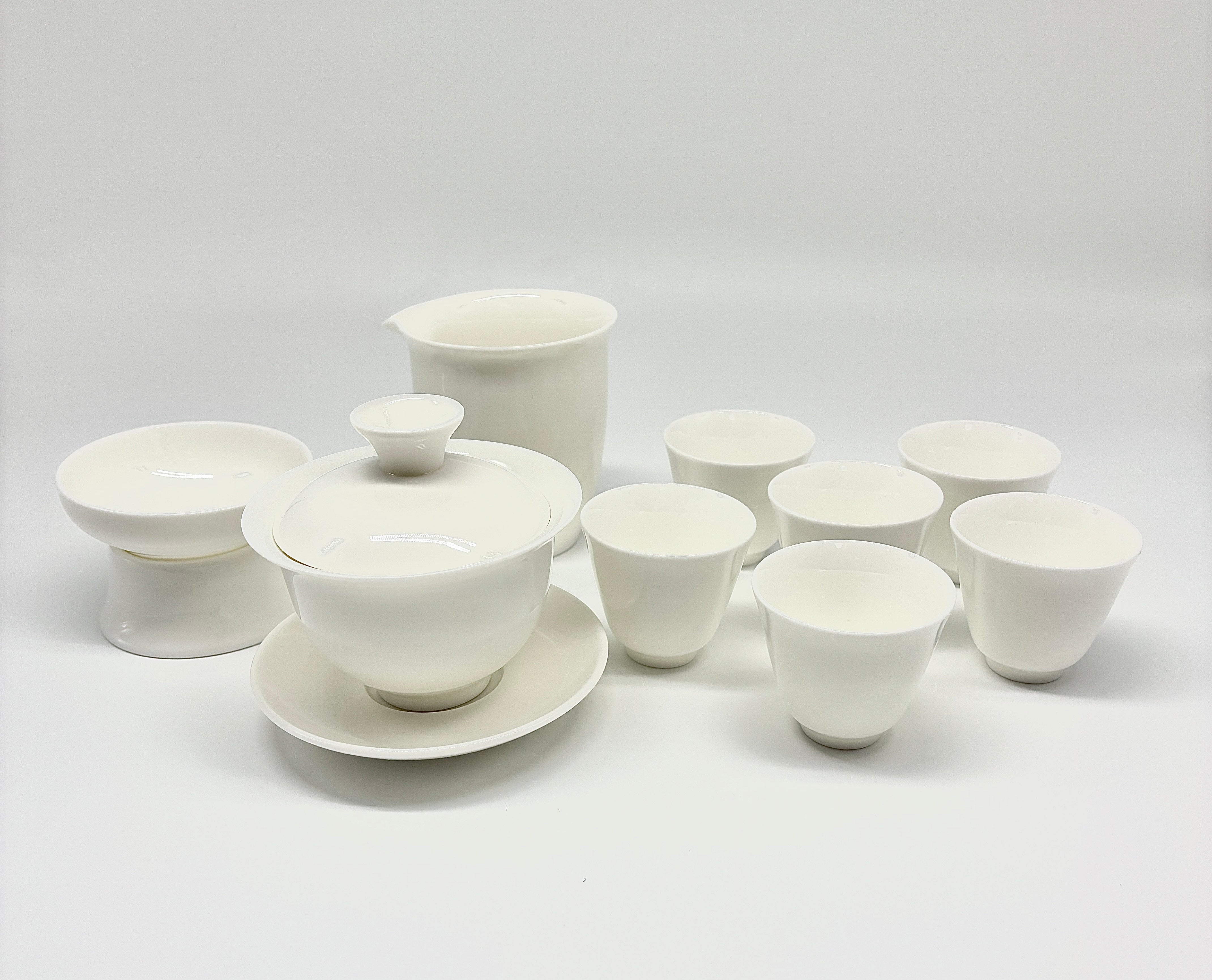 10-piece Mutton Fat Jade White Flawless Tea Set