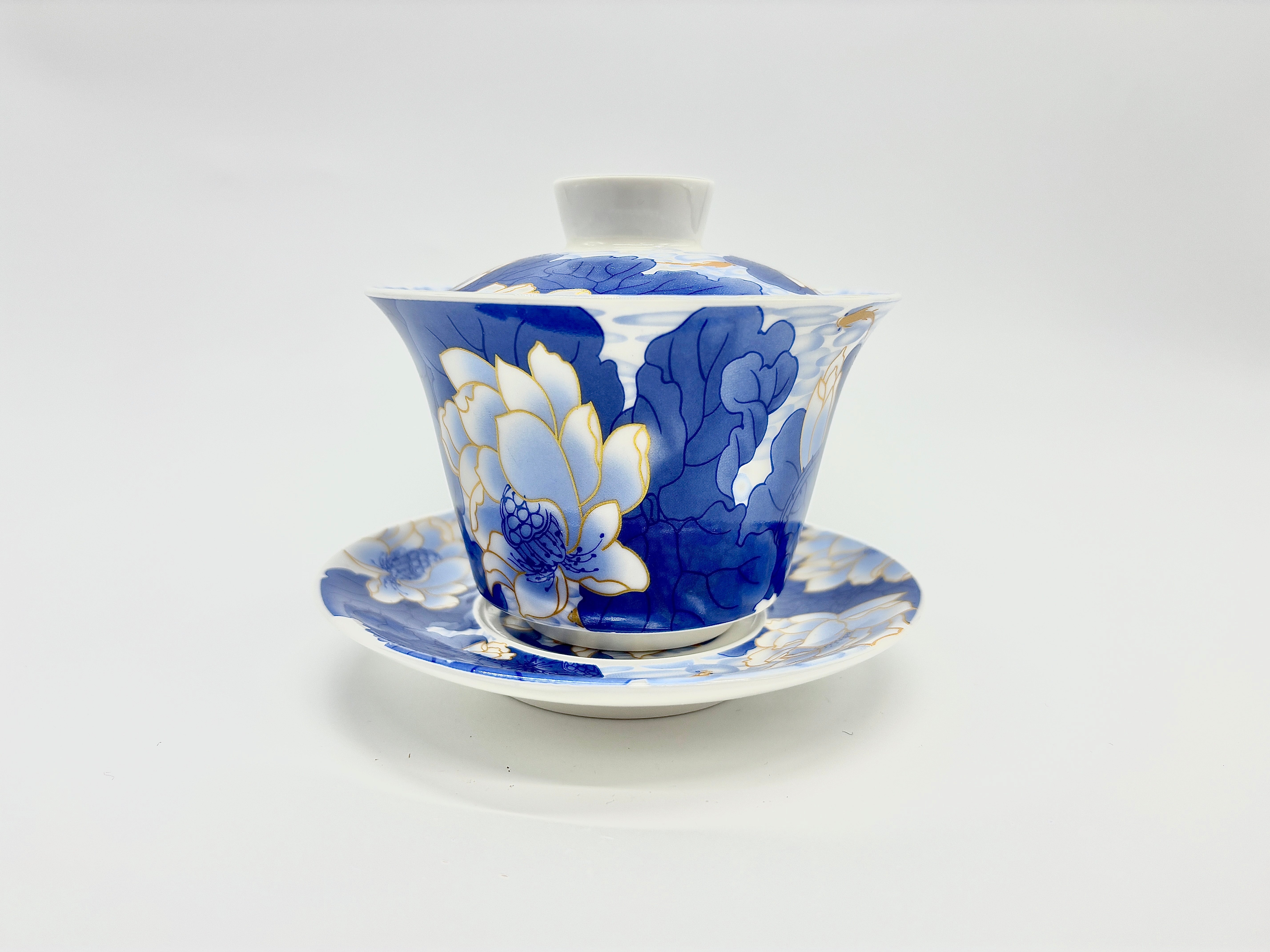 Golden Lotus Rhyme White Suspended  Gaiwan