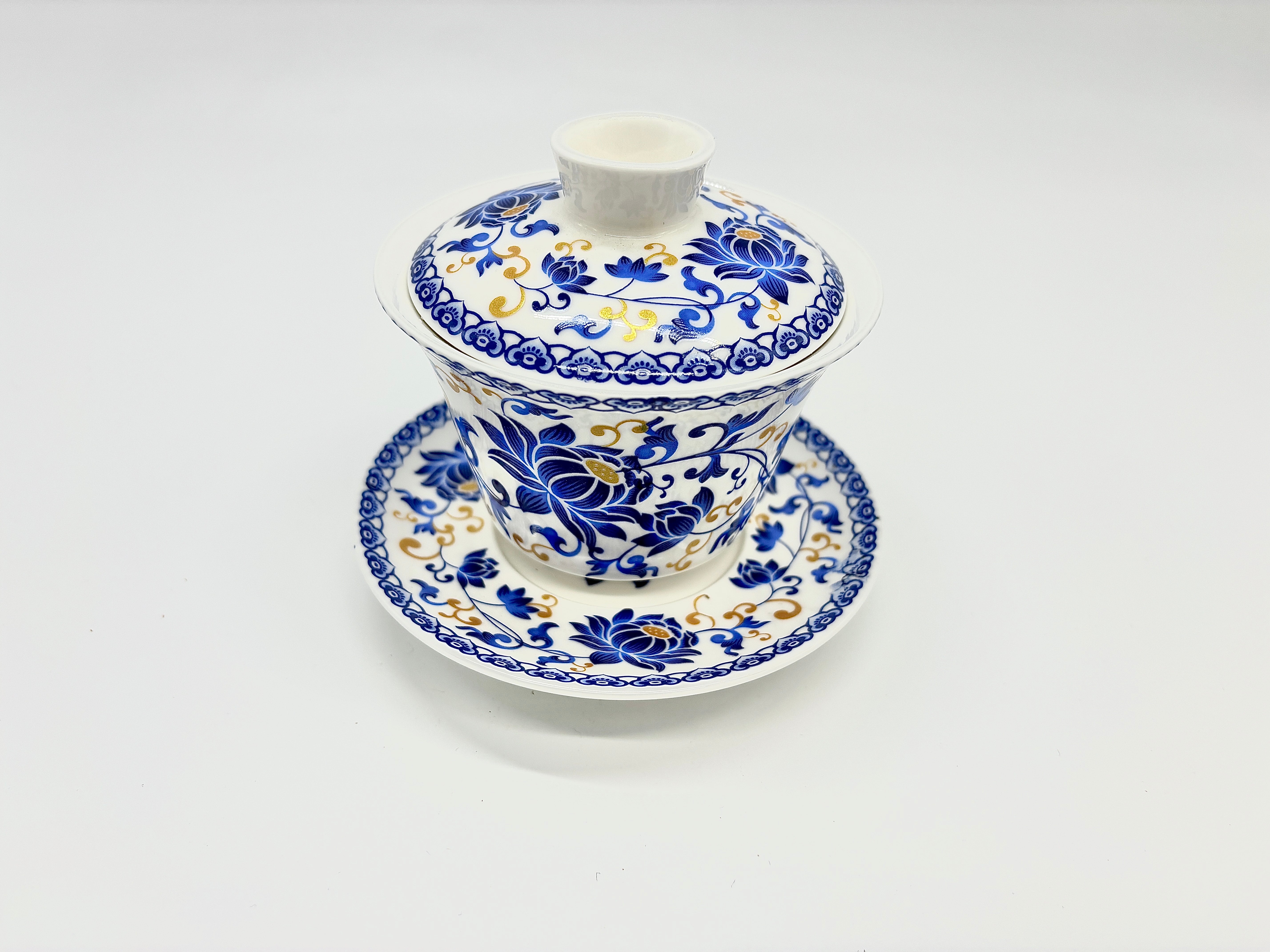 Blue Lotus White Suspended  Gaiwan