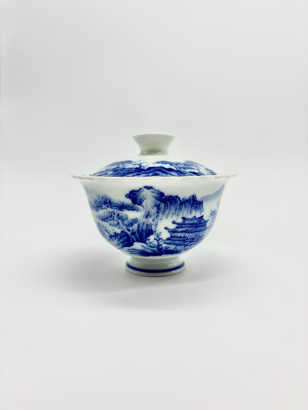 山水里外满绘盖碗（逐云涧）